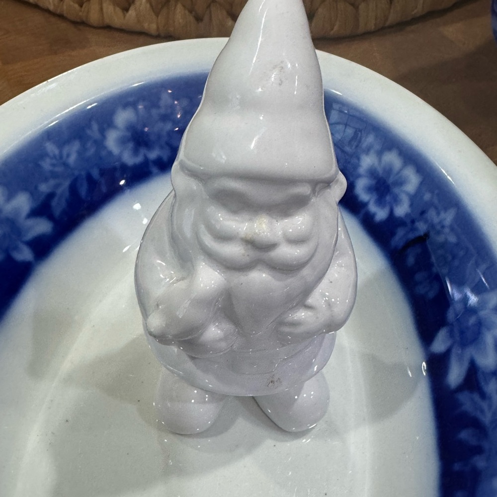 White Ceramic Gnome Figurine